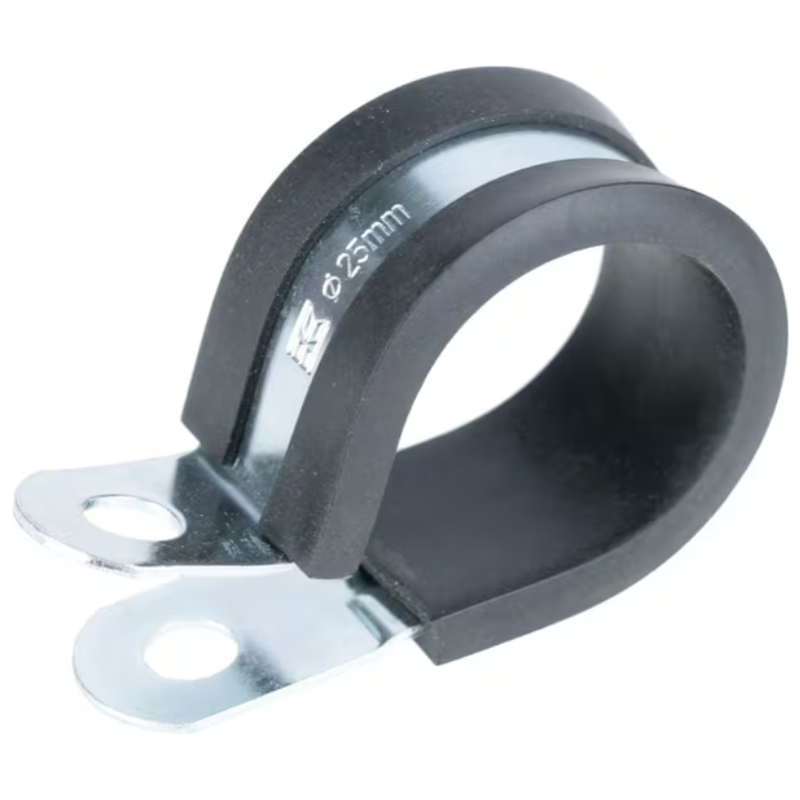 Abraçadeira para tubos 28 mm, metal com união de borracha