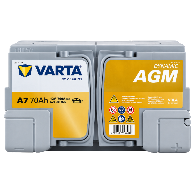 Bateria VARTA Dynamic AGM A7 - 12V 70Ah 760A  Start-Stop