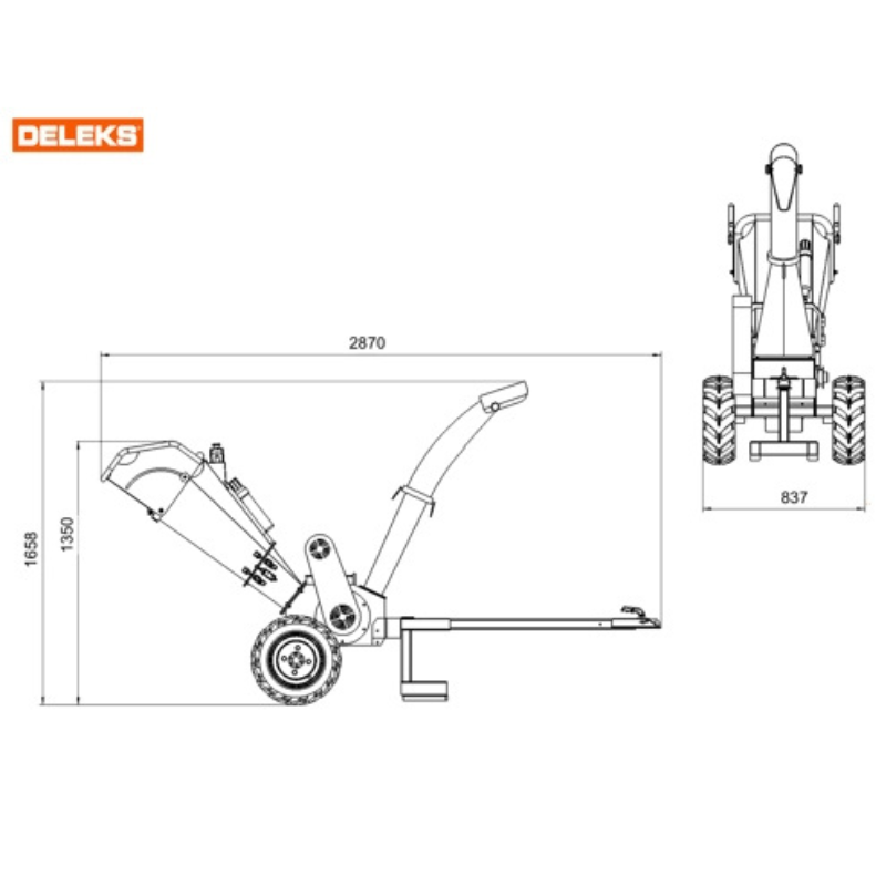 Biotriturador - Motor a combustão Lifan 190FD 15cv - Arranque elétrico - ø triturável max. 10cm - DK-800 LF