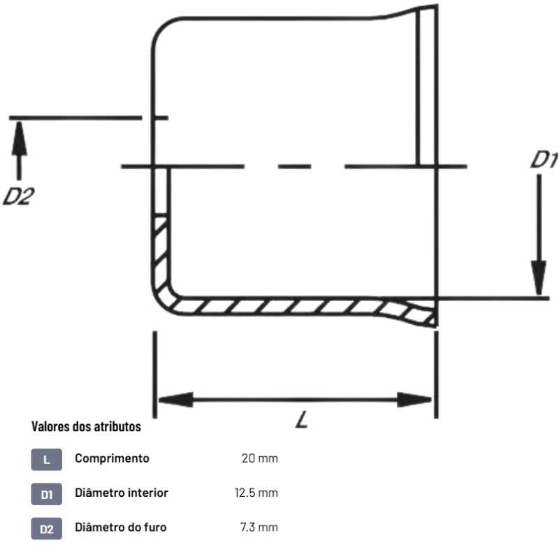 Casquilho para mangueira de combustível Ø12x18 mm DN7.3 aço/galvanizado - FB12