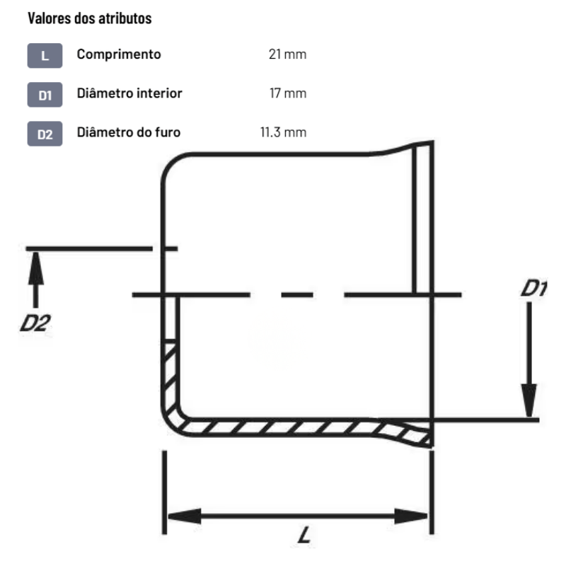 Casquilho para mangueira de combustível Ø17x21 mm DN11.5 aço/galvanizado - FB17