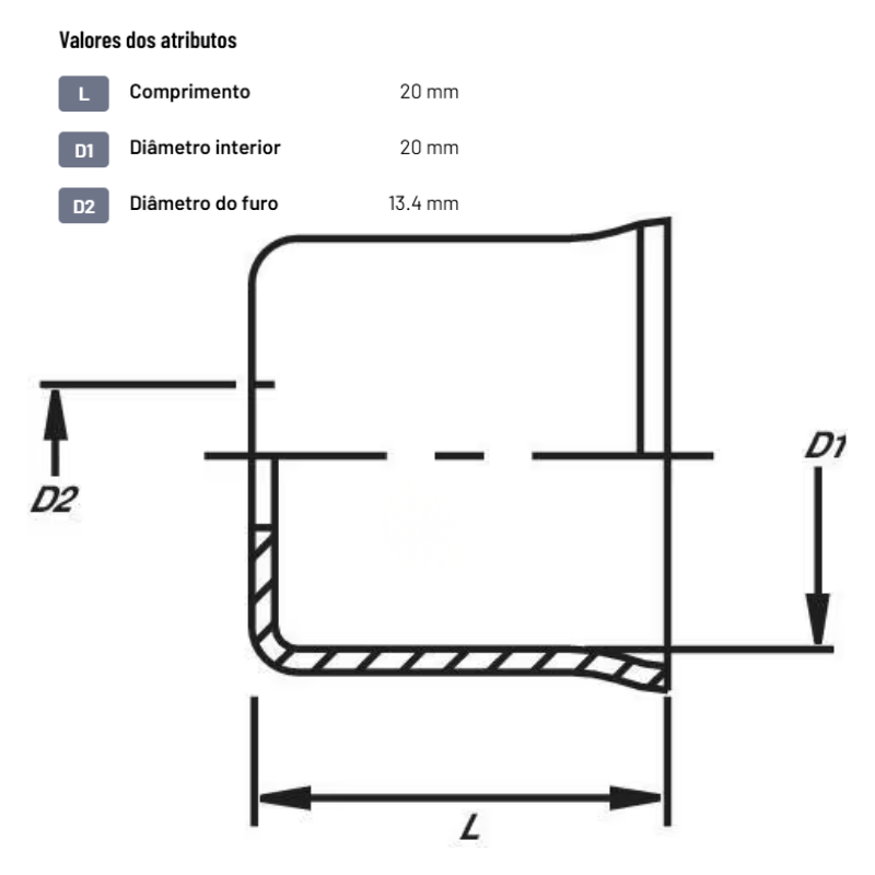 Casquilho para mangueira de combustível Ø 20x20 mm DN13.4 aço/galvanizado - FB20