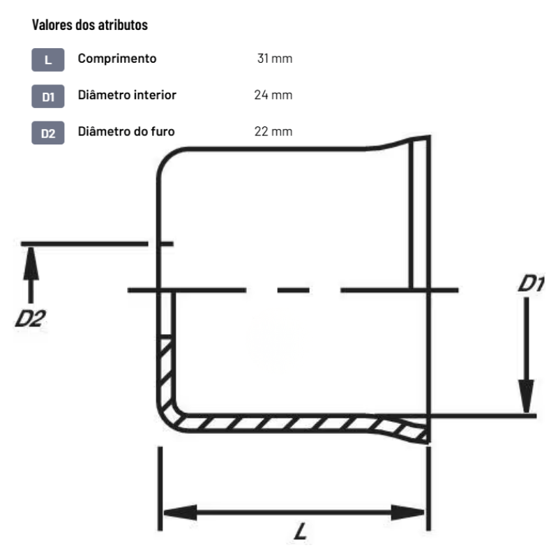 Casquilho para mangueira de combustível Ø22x32 mm DN16.7 aço/galvanizado - FB22