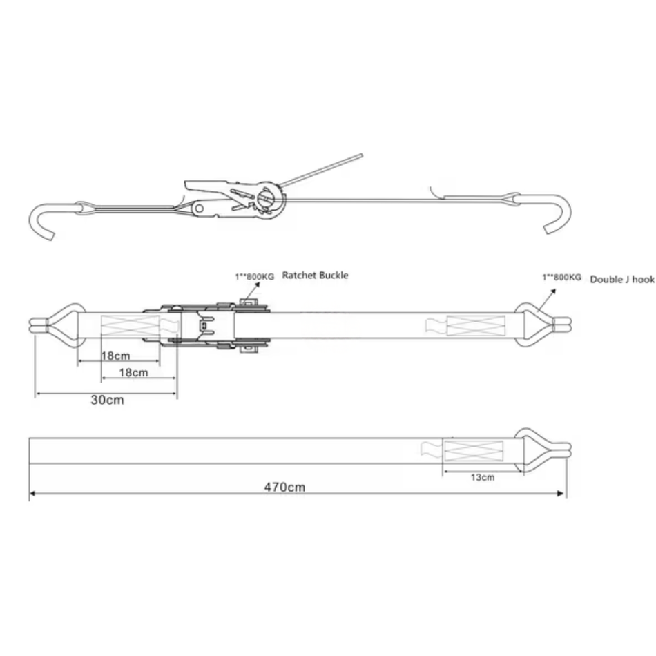 Cinta de amarração de catraca Tipo 25A, 4kN 5m-TS2025A