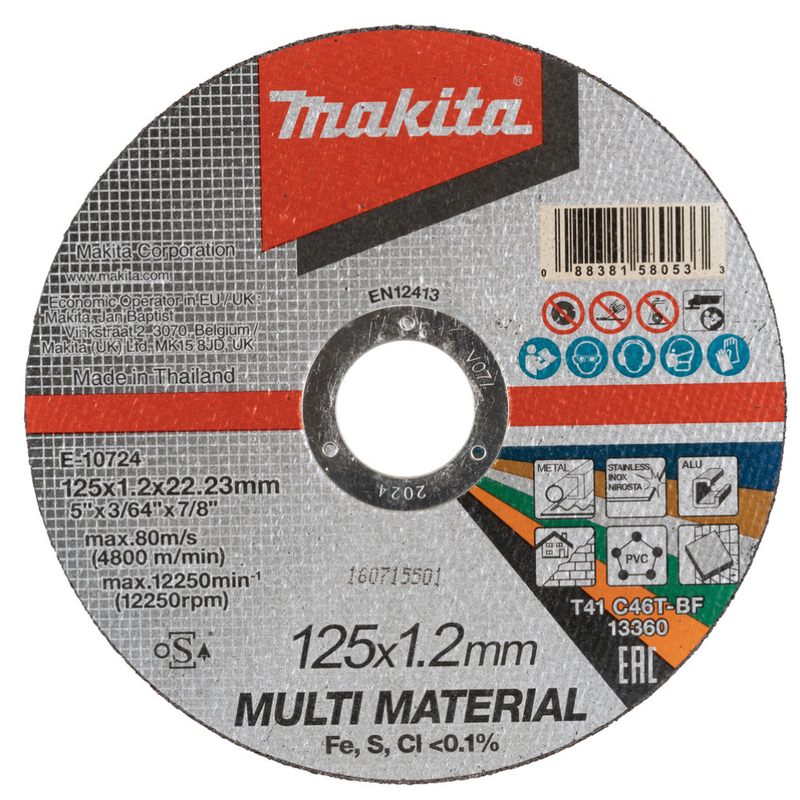 MAKITA DISCO ABRASIVO MULTI MATERIAL 125X1.2X23 / E-10724