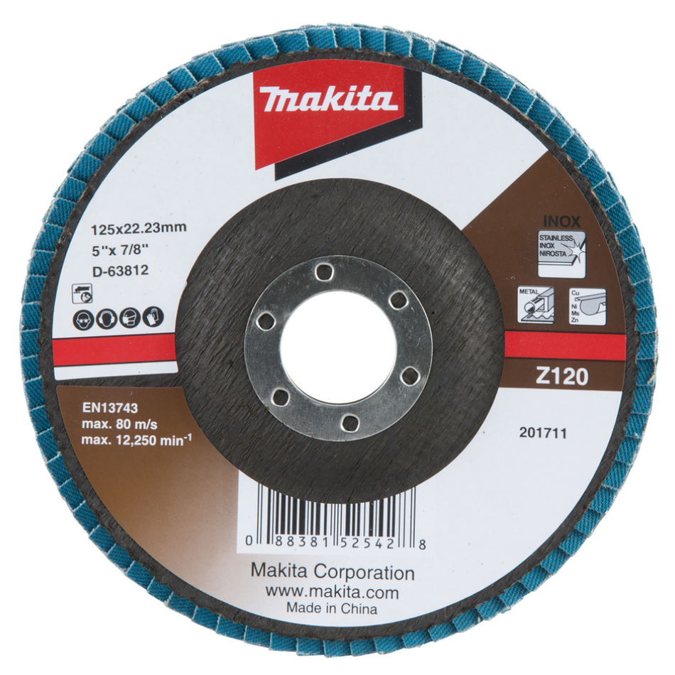 MAKITA FÄCHERSCHLEIFSCHEIBE GEBOGEN 125 (Z120) METALL / D-63812
