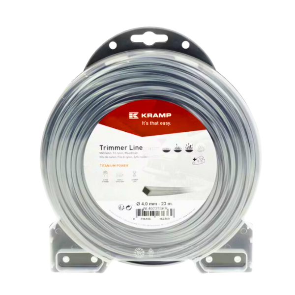 Fio de nylon /roçadora Ø 4mm 23m, quadrado, Titanium Power, cinzento