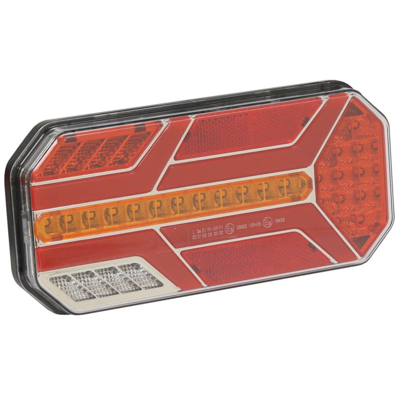 Lanterna traseira retangular de LED à direita, 12/24V, 7 funções, 235x110mm