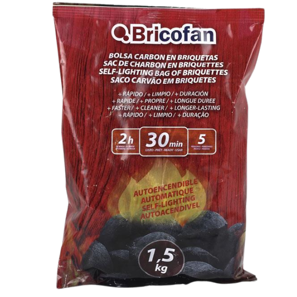SACO DE CARVÃO EM BRIQUETES AUTO-IGNIÇÃO 1,5KG