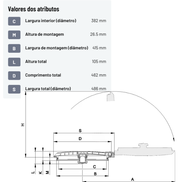 Tampa com Fechadura - Fixação Lateral