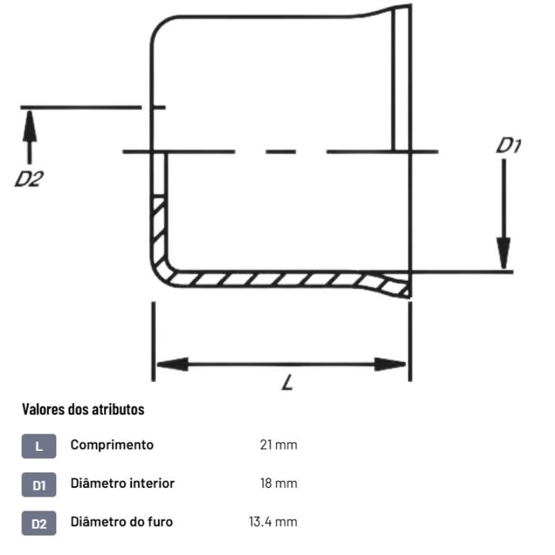 Virola para crimpagem de mangueira de combustível Ø18x21mm DN13.4 Aço / galvanizado - FB18