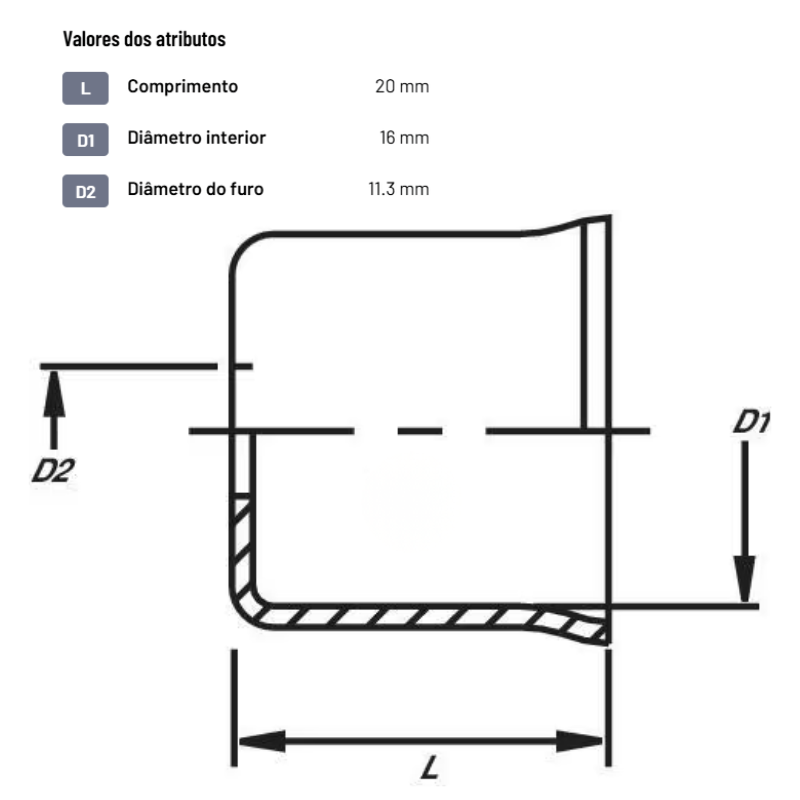 Virola para crimpagem de mangueira de combustível Ø16x20mm DN11.3 Aço / galvanizado - FB16