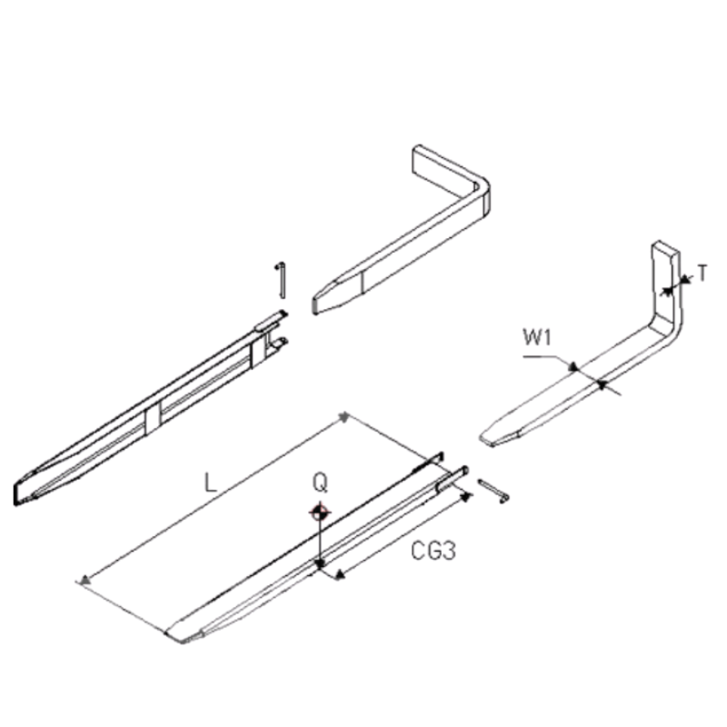 Extensões de Garfo de Fundo Aberto para Empilhadores 100 x 50mm