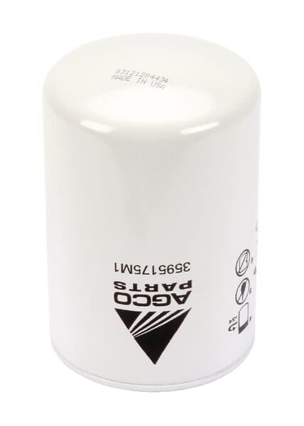 Filtro hidráulico Massey Ferguson 3595175M1, vista do corpo com identificação AGCO Parts