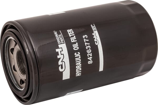Filtro hidráulico CNH 84263773 — vista lateral inclinada