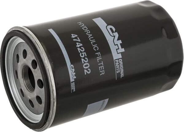 Filtro hidráulico New Holland (CNH) 47425202 — vista inclinada da base roscada e do vedante