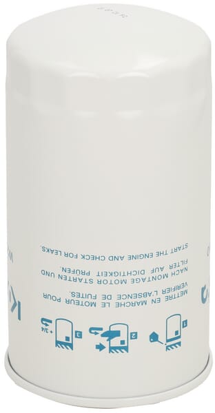 Filtro hidráulico Kubota W21TSH3300 — vista do fundo e das instruções no corpo