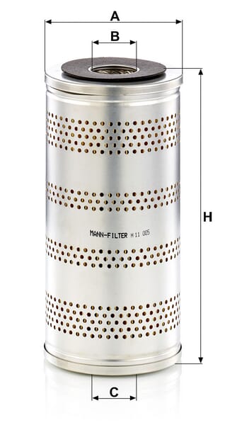 Filtro de transmissão MANN-FILTER H 11 005 x — desenho técnico de dimensões