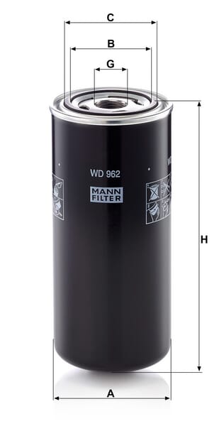 Filtro de transmissão MANN-FILTER WD 962 — desenho técnico de dimensões