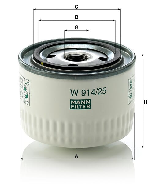 MANN-FILTER W 914/25, desenho de referência das dimensões
