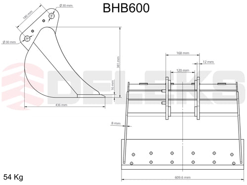 Balde 60cm para retroescavadeira DELEKS DRS 2000